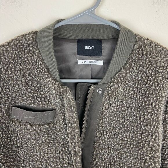 Urban Outfitters BDG Teddy Bomber Jacket - Olive Green - Picture 7 of 7